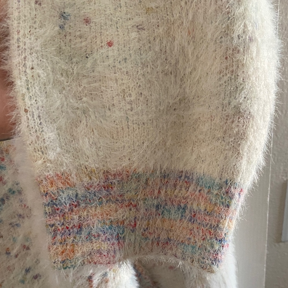 Modcloth Cream Multicolor Open-Front Cardigan - Picture 4 of 7